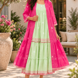 Jamdani Coat Model Frock