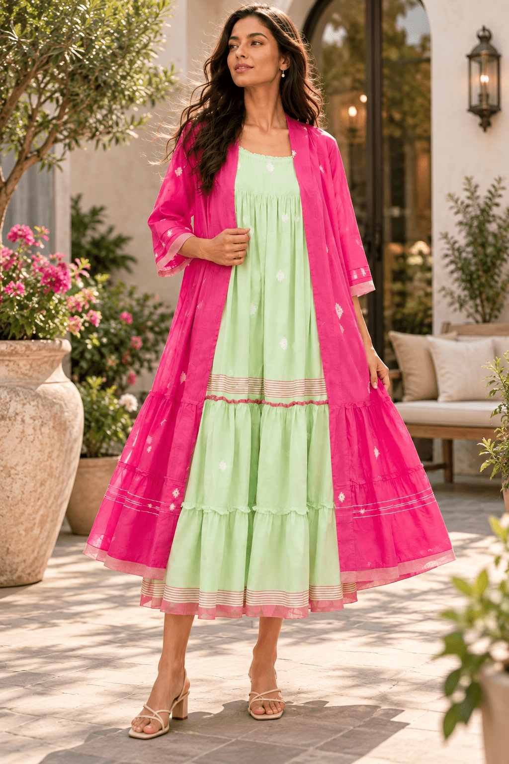 Jamdani Coat Model Frock